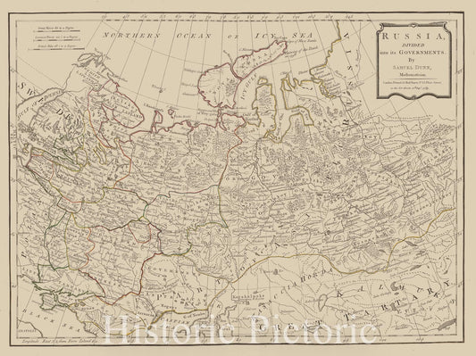 Historic Map - 1788 Russia, Divided Into Its Governments - Vintage Wall Art