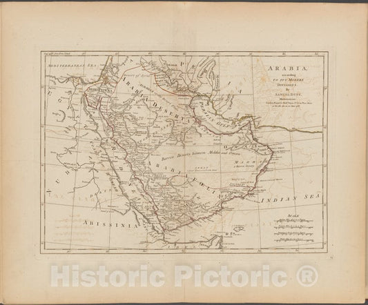 Historic Map - 1788 Arabia, According To Its Modern Divisions - Vintage Wall Art