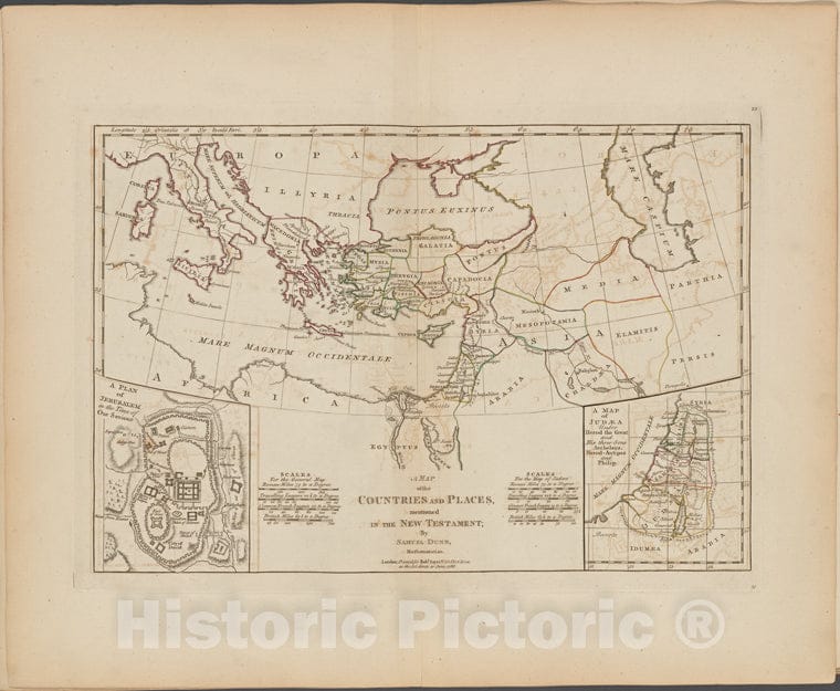 Historic Map - 1788 A Map Of The Countries And Places, Mentioned In The New Testament - Vintage Wall Art
