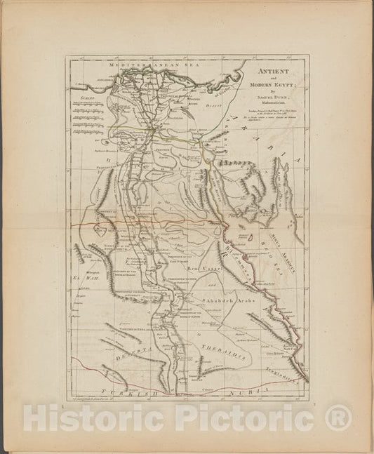 Historic 1788 Map - Ancient And Modern Egypt - Egypt - A New Atlas Of The Mundane System; Or, Of Geography And Cosmographydescribing The Heavens And The Earth - Vintage Wall Art