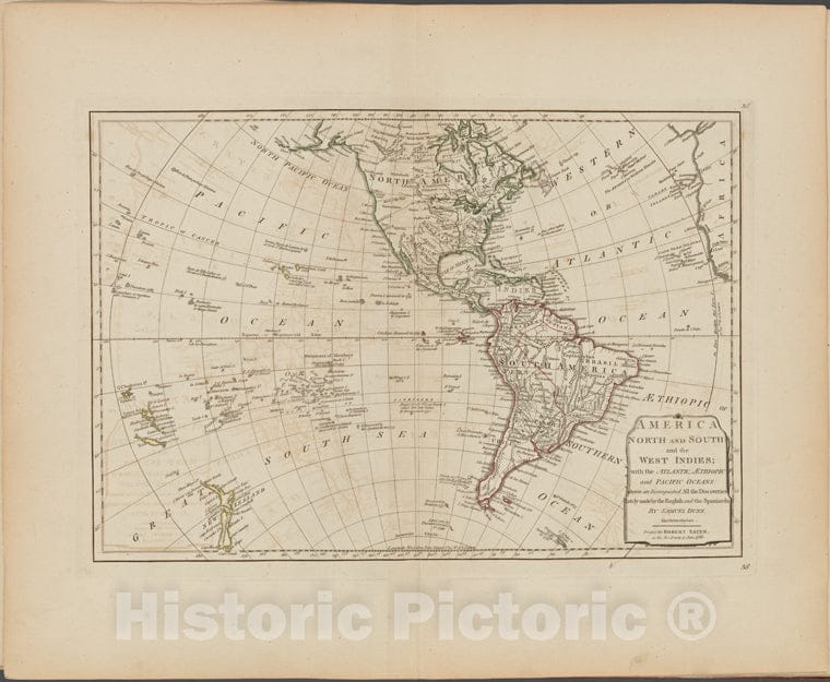 Historic Map - 1788 America North And South And The West Indies - Vintage Wall Art
