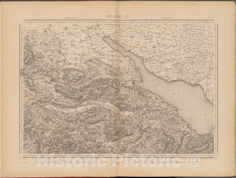 Historic 1850 Map - Blatt Iv: Frauenfeld, St. Gallen - Switzerland - Topographische Karte Der Schweiz - Vintage Wall Art