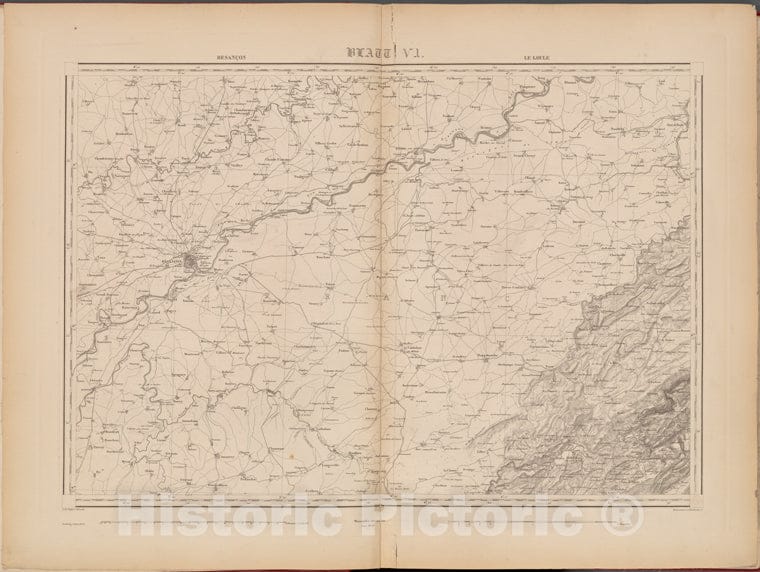 Historic 1846 Map - Blatt Vi: Besancon, Le Locle - Switzerland - Topographische Karte Der Schweiz - Vintage Wall Art
