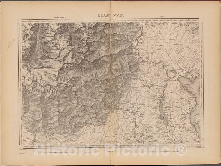 Historic 1862 Map - Blatt Xxiii: Domo D'Ossola, Arona - Switzerland - Topographische Karte Der Schweiz - Vintage Wall Art