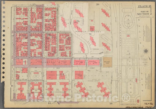 Historic 1955 Map - Plate 15, Part Of Section 2: [Bounded By Stanton Street, Baruch - Vintage Wall Art