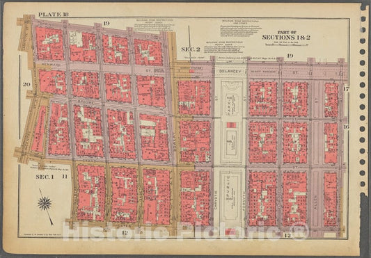 Historic 1955 Map - Plate 18, Part Of Sections 1 & 2: [Bounded By Spring Street, Bow - Vintage Wall Art