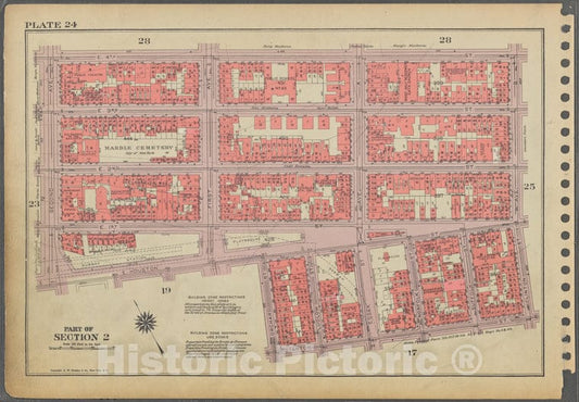 Historic 1955 Map - Plate 24, Part Of Section 2: [Bounded By E. 4Th Street, Avenue B - Vintage Wall Art