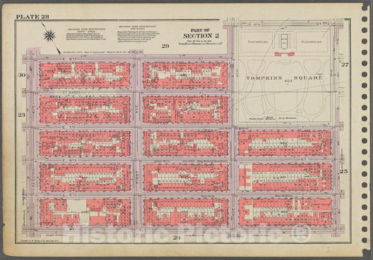 Historic 1955 Map - Plate 28, Part Of Section 2: [Bounded By E. 9Th Street, Avenue A - Vintage Wall Art