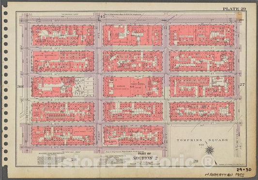 Historic 1955 Map - Plate 29, Part Of Section 2: [Bounded By E. 14Th Street, Avenue - Vintage Wall Art