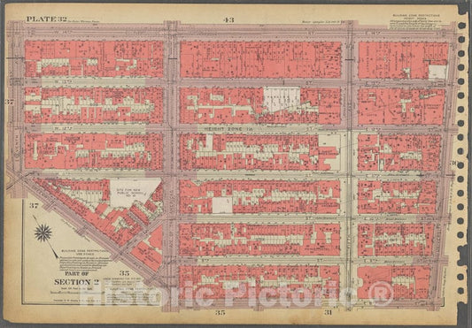 Historic 1955 Map - Plate 32, Part Of Section 2: [Bounded By W. 14Th Street, E. 14Th - Vintage Wall Art