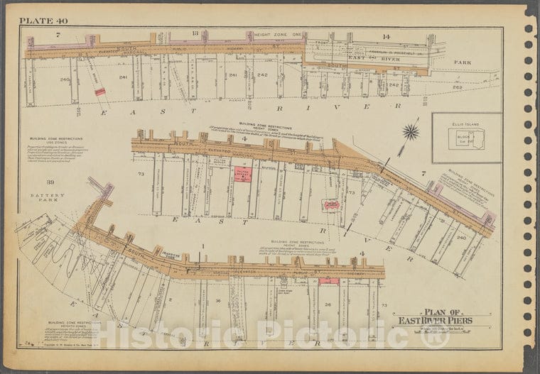 Historic 1955 Map - Plate 40: Plan Of East River Piers - Vintage Wall Art
