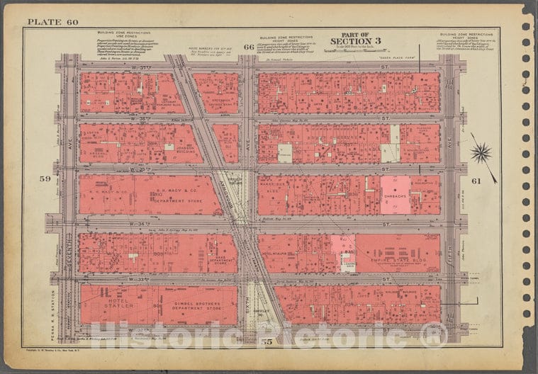 Historic 1955 Map - Plate 60, Part Of Section 3: [Bounded By W. 37Th Street, Fifth A - Vintage Wall Art