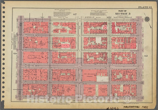 Historic 1955 Map - Plate 61, Part Of Section 3: [Bounded By E. 37Th Street, Third A - Vintage Wall Art