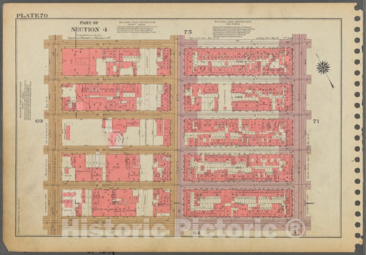 Historic 1955 Map - Plate 70, Part Of Section 4: [Bounded By W. 47Th Street, Ninth A - Vintage Wall Art