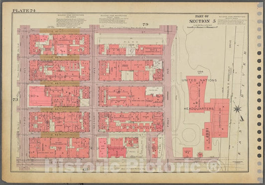 Historic 1955 Map - Plate 74, Part Of Section 5: [Bounded By E. 47Th Street, United - Vintage Wall Art