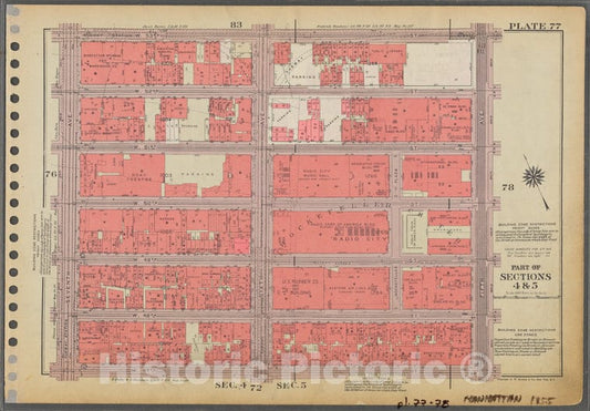Historic 1955 Map - Plate 77, Part Of Sections 4 & 5: [Bounded By W. 53Rd Street, Fi - Vintage Wall Art