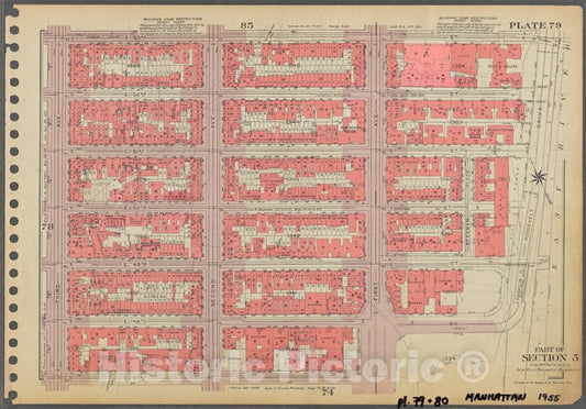 Historic 1955 Map - Plate 79, Part Of Section 5: [Bounded By E. 53Rd Street, (East R - Vintage Wall Art