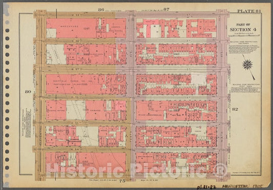Historic 1955 Map - Plate 81, Part Of Section 4: [Bounded By W. 59Th Street, Ninth A - Vintage Wall Art