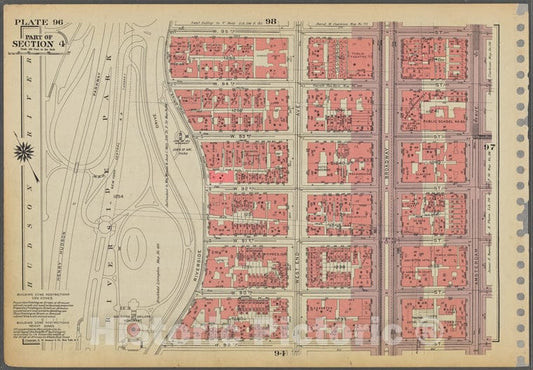 Historic 1955 Map - Plate 96, Part Of Section 4: [Bounded By W. 95Th Street, Amsterd - Vintage Wall Art