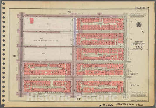 Historic 1955 Map - Plate 99, Part Of Sections 4 & 7: [Bounded By W. 100Th Street, C - Vintage Wall Art