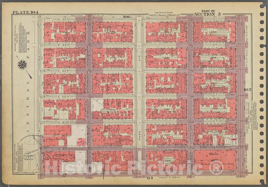 Historic 1955 Map - Plate 104, Part Of Section 5: [Bounded By E. 65Th Street, Third - Vintage Wall Art
