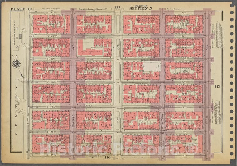 Historic 1955 Map - Plate 112, Part Of Section 5: [Bounded By E. 83Rd Street, Third - Vintage Wall Art