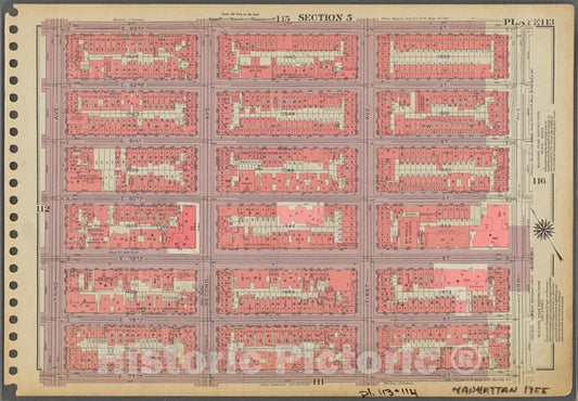 Historic 1955 Map - Plate 113, Part Of Section 5: [Bounded By E. 83Rd Street, York A - Vintage Wall Art