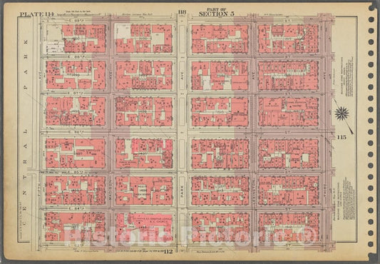 Historic 1955 Map - Plate 114, Part Of Section 5: [Bounded By E. 89Th Street, Third - Vintage Wall Art