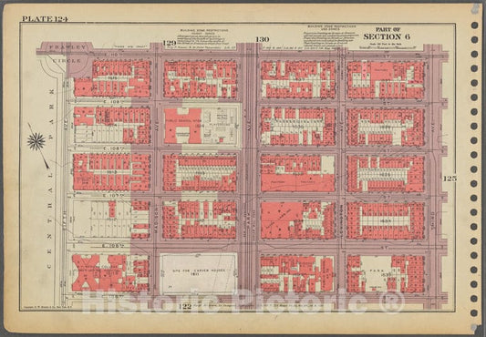 Historic 1955 Map - Plate 124, Part Of Section 6: [Bounded By E. 110Th Street, Third - Vintage Wall Art