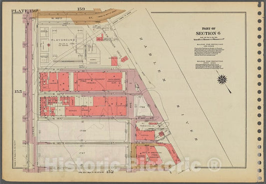 Historic 1955 Map - Plate 156, Part Of Section 6: [Bounded By W. 145Th Street, (Harl - Vintage Wall Art