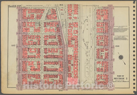 Historic 1955 Map - Plate 158, Part Of Section 7: [Bounded By W. 151St Street, Eight - Vintage Wall Art