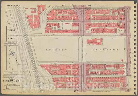 Historic 1955 Map - Plate 160, Part Of Sections 7 & 8: [Bounded By W. 157Th Street, Vintage Wall Art