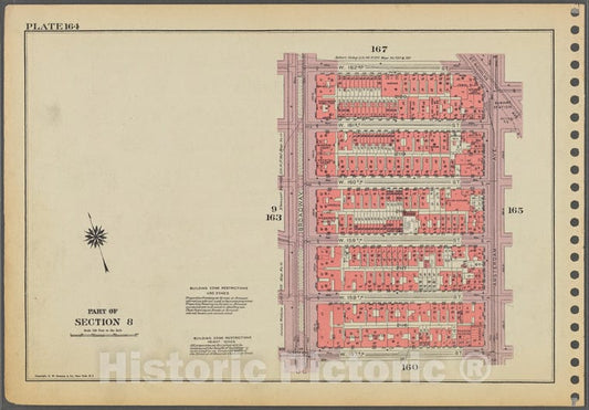 Historic 1955 Map - Plate 164, Part Of Section 8: [Bounded By W. 162Nd Street, St. N - Vintage Wall Art