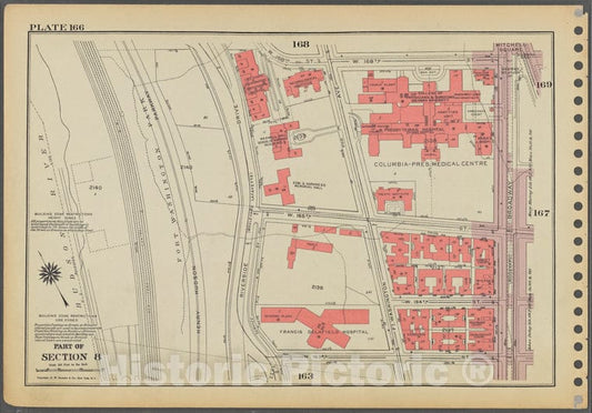 Historic 1955 Map - Plate 166, Part Of Section 8: [Bounded By W. 168Th Street, Broad - Vintage Wall Art