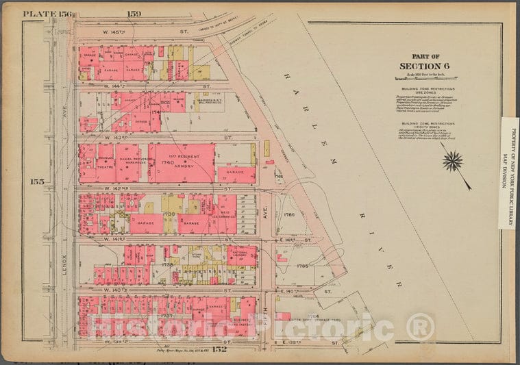Historic 1925 Map - Plate 156, Part Of Section 6: [Bounded By W. 145Th Street, Harle - Vintage Wall Art
