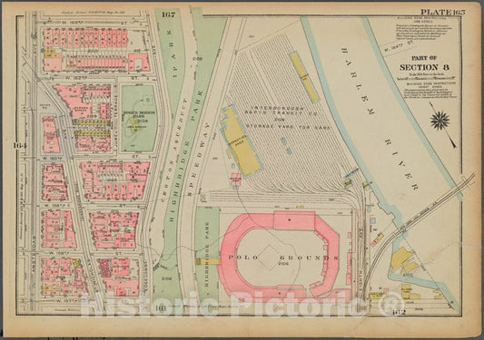 Historic 1925 Map - Plate 165, Part Of Section 8: [Bounded By W. 163Rd Street, (Crot - Vintage Wall Art