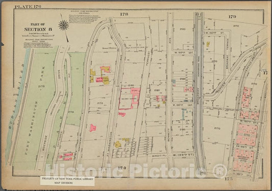 Historic 1925 Map - Plate 176, Part Of Section 8: [Bounded By Northern Avenue, Wadsw - Vintage Wall Art