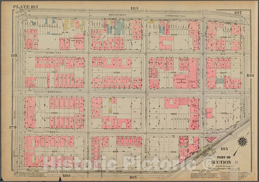 Historic 1925 Map - Plate 184, Part Of Section 8: [Bounded By Broadway (Kingsbridge - Vintage Wall Art