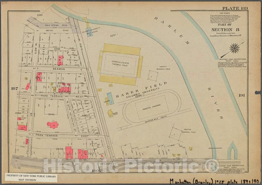 Historic 1925 Map - Plate 189, Part Of Section 8: [Bounded By Cold Spring Road, (Har - Vintage Wall Art