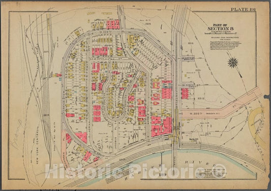 Historic 1925 Map - Plate 191, Part Of Section 8: [Bounded By W. 228Th Street, Broad - Vintage Wall Art