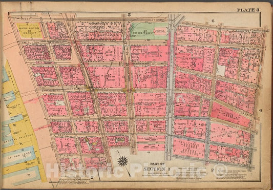 Historic 1921 Map - Plate 3: [Bounded By Vesey Street, Ann Street, William Street, P - Vintage Wall Art