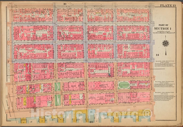 Historic 1921 Map - Plate 13: [Bounded By East Broadway, Montgomery Street, (East Ri - Vintage Wall Art