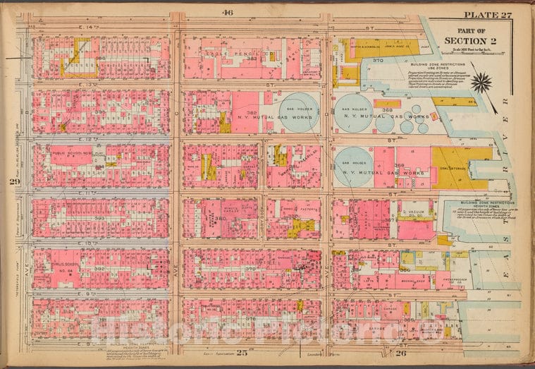 Historic 1921 Map - Plate 27: [Bounded By E. 14Th Street, (East River Piers) Avenue - Vintage Wall Art