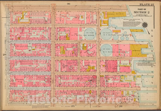 Historic 1921 Map - Plate 27: [Bounded By E. 14Th Street, (East River Piers) Avenue - Vintage Wall Art