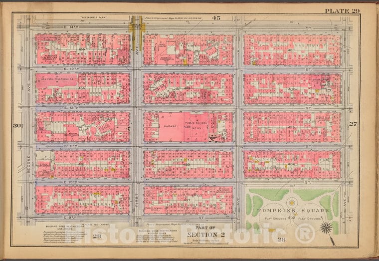 Historic 1921 Map - Plate 29: [Bounded By E. 14Th Street, Avenue B, E. 10Th Street, Vintage Wall Art
