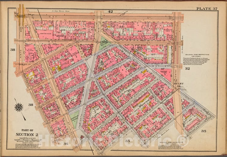 Historic 1921 Map - Plate 37: [Bounded By W. 14Th Street, Seventh Avenue, Greenwich - Vintage Wall Art