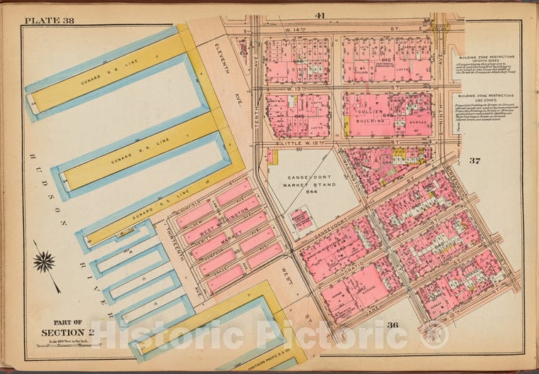 Historic 1921 Map - Plate 38: [Bounded By W. 14Th Street, Ninth Avenue, Greenwich St - Vintage Wall Art