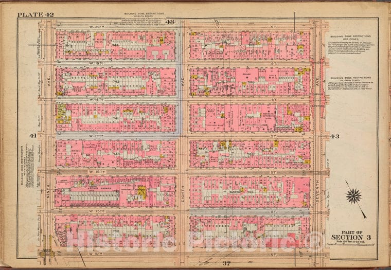 Historic 1921 Map - Plate 42: [Bounded By W. 20Th Street, Seventh Avenue, W. 14Th St - Vintage Wall Art