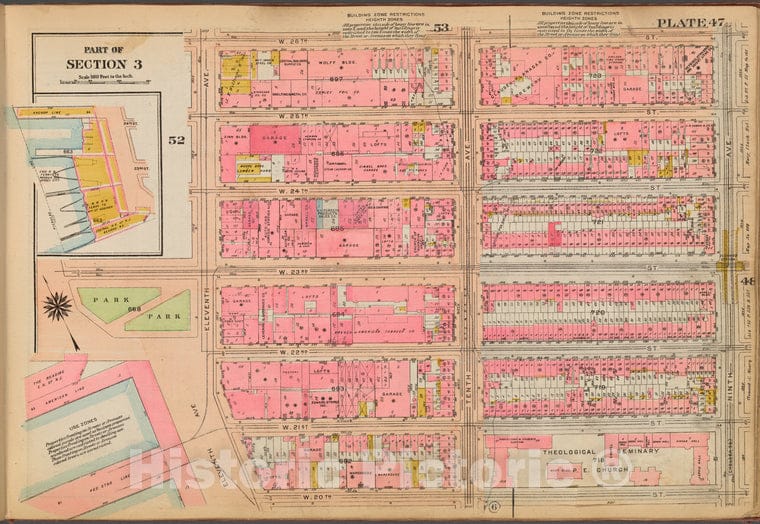 Historic 1921 Map - Plate 47: [Bounded By W. 26Th Street, Ninth Avenue, W. 20Th Stre - Vintage Wall Art
