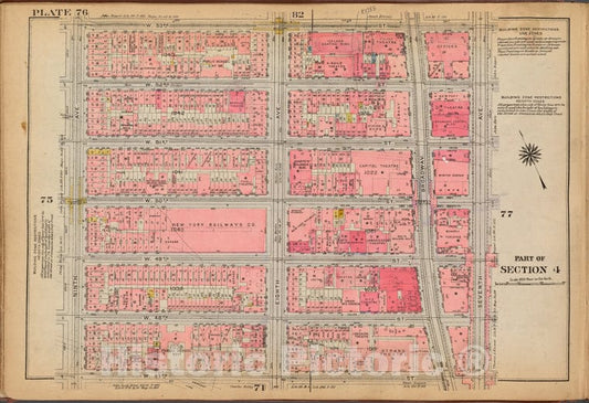 Historic 1921 Map - Plate 76: [Bounded By W. 53Rd Street, Seventh Avenue, W. 47Th St - Vintage Wall Art